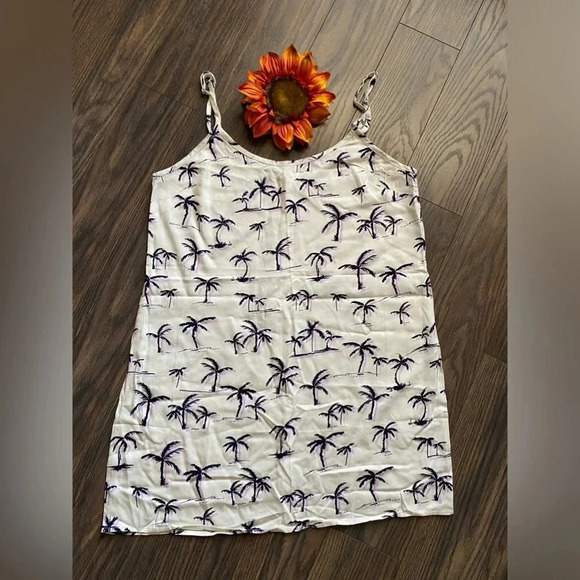 🦋B2G1🦋AMERICAN APPAREL White Palm Print Spaghetti Strap Summer Dress | L… - Picture 6 of 9